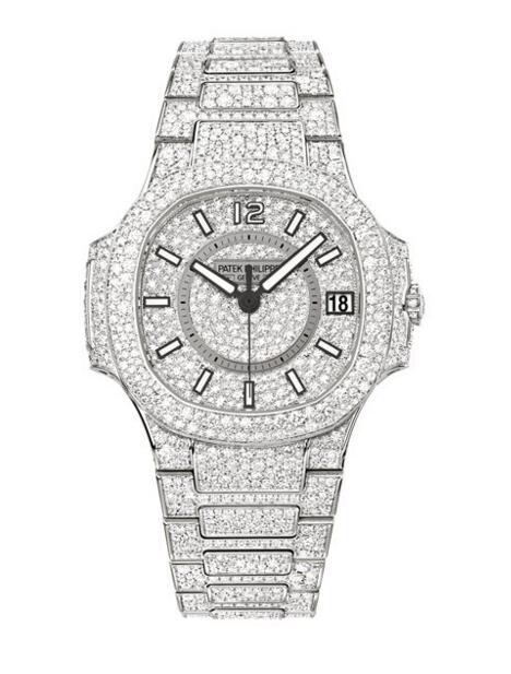 Cheap Patek Philippe Nautilus Full Diamond White Gold Watch 7021/1G-001